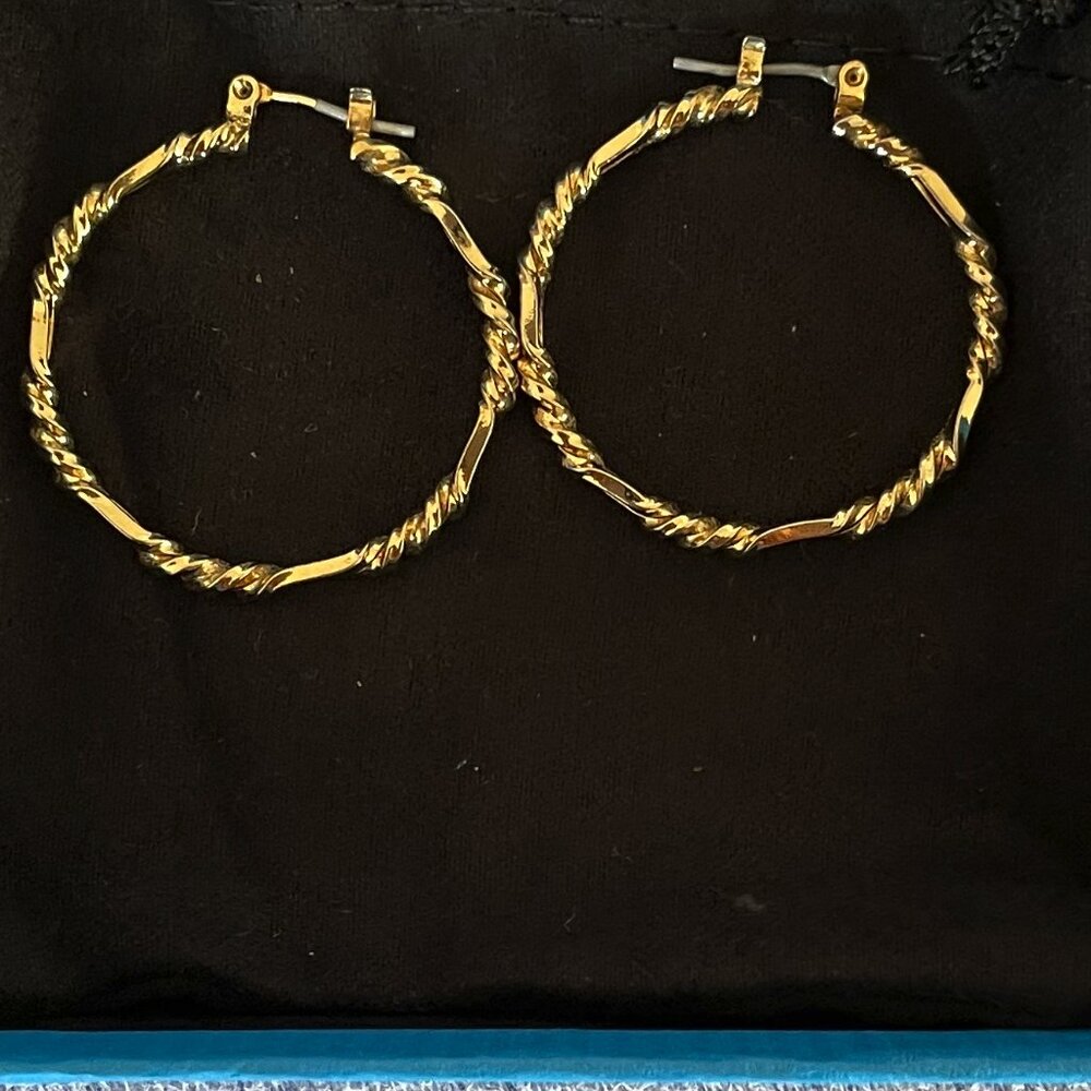 10K Over 925 Twisted Style Hoop Earrings - Brand New